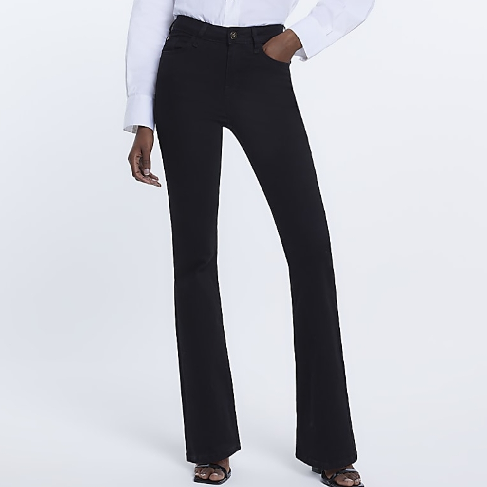 River Island Black Flare Jeans US Size 6 NWOT